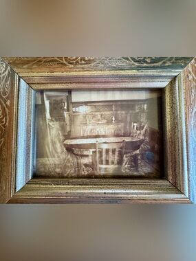 Ghostly Image in a Rustic Brown Wood Picture Frame